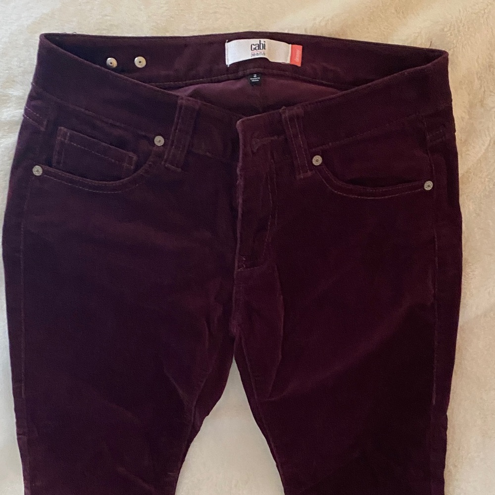 CAbi Deep Burgundy corduroy skinny jeans